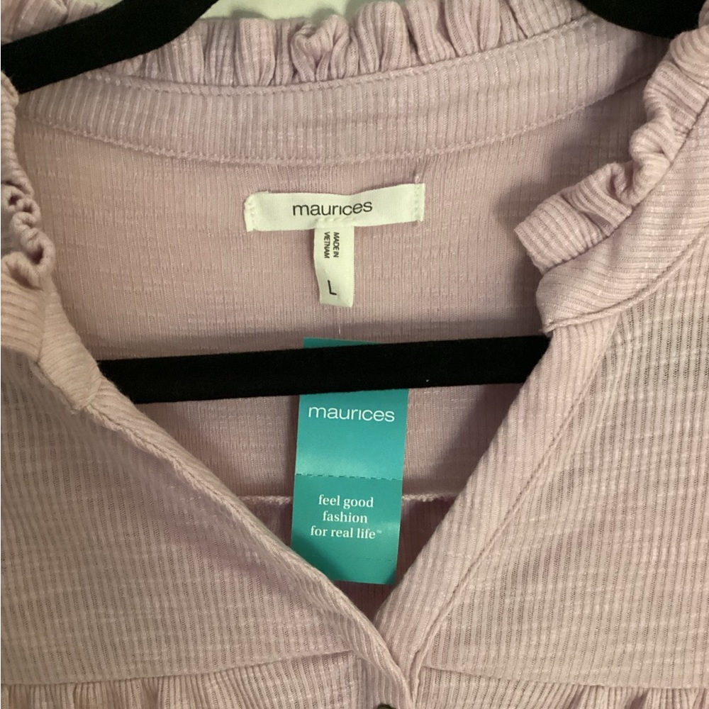 Maurices never worn purple v-neck shirt ruffled tank sleeves.